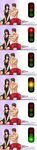 1boy 1girl absurdres bed black_hair blue_eyes blush breasts brown_eyes brown_hair cleavage closed_eyes comic couple exaxuxer hetero highres jewelry large_breasts light_smile long_hair long_image necklace nightgown original shirtless silent_comic sitting sweatdrop tall_image traffic_light 
