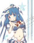  2girls ao_no_repika ao_no_rupika beatmania beatmania_iidx bemani blue_eyes blue_hair chibi chibi_inset hair_ornament kawachi_(hina) multiple_girls navel open_mouth red_eyes red_hair smile star 