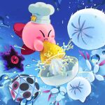  blue_background blush_stickers chef_hat closed_eyes cook_kirby dark_nebula extra_eyes food fruit halo hat hat_ornament highres holding holding_food holding_fruit juice kirby kirby_(series) lemon meme miracle_matter no_humans one-eyed pink_eyes puckered_face star_(symbol) star_hat_ornament suyasuyabi symbol-shaped_pupils thour_(meme) twitter_username wings x-shaped_pupils x_x zero_(kirby) zero_two_(kirby) 