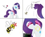  &lt;3 arthropod b.sting bee blue_eyes bsting butt cutie_mark duo english_text equine eyeshadow female feral friendship_is_magic fur hair horn horse insect makeup mammal my_little_pony pony rarity_(mlp) text unicorn white_fur 