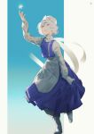  1girl absurdres apron blue_eyes blue_skirt blue_vest commentary duplicate full_body hfsean2 highres letty_whiterock long_sleeves pixel-perfect_duplicate scarf shirt skirt solo touhou vest waist_apron white_apron white_hair white_scarf white_shirt 