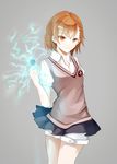  bad_id bad_pixiv_id biribiri brown_eyes brown_hair coin electricity misaka_mikoto school_uniform short_hair sncol sweater_vest to_aru_kagaku_no_railgun to_aru_majutsu_no_index 