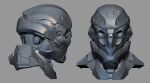  3d combat_helmet commentary dust_514 english_commentary eve_online extra_eyes from_side gallente_federation_(eve_online) grey_background grey_helmet grey_theme helmet medium_dropsuit_(dust_514) multiple_views no_humans portrait profile realistic science_fiction simple_background zbrush_(medium) 