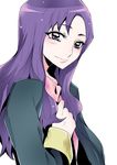  heartcatch_precure! kurumi_momoka long_hair precure purple_hair simple_background smile solo tima white_background 