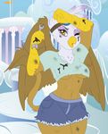  anthro anthrofied avian breasts clothed clothing female friendship_is_magic gilda_(mlp) gryphon mechanic my_little_pony navel phsuke skimpy solo spanner under_boob wings wrench yellow_eyes 