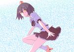  black_legwear hat looking_at_viewer orange_eyes shameimaru_aya shiihaku short_hair solo thighs tokin_hat touhou 