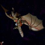  3d_(artwork) absurd_res anthro aquatic blender_(artwork) blender_cycles_(artwork) breasts digital_media_(artwork) dragon earth explosion featureless_breasts featureless_crotch female fish gesture glowing glowing_eyes hair hand_gesture hi_res huge_filesize hybrid jupiter_(hvllhnd) looking_at_object looking_at_planet macro moon mythological_creature mythological_scalie mythology orange_hair planet planet_dwarfing pointing retro_raptor saturn_(planet) scalie shark shark_tail solo space watermark wings 