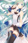  7th_dragon_(series) 7th_dragon_2020 aqua_eyes green_hair hatsune_miku io_(sinking=carousel) long_hair skirt solo thighhighs twintails very_long_hair vocaloid 