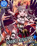  artist_request bandages bat bow card_(medium) character_name crown diamond_(symbol) drill_hair gloves grey_hair hair_bow hair_ribbon horns idolmaster idolmaster_cinderella_girls kanzaki_ranko mini_crown official_art red_eyes ribbon single_glove solo thighhighs 