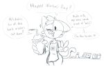  absurd_res anthro apron apron_only beverage clothing computer drinking_straw e621 e621_logo electronics english_text felid feline feminine gesture guide_lines hand_gesture hi_res laptop male mammal milkshake sketch solo speech_bubble text tissue tissue_box v_sign wizzet 