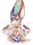  blonde_hair blue_eyes hat johnny_joestar jojo_no_kimyou_na_bouken kajiro_(chips) male_focus solo star star_print steel_ball_run traditional_media upside-down watercolor_(medium) 