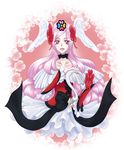  adapted_costume angel_wings black_choker choker cure_passion dress fresh_precure! hair_ornament harp head_wings higashi_setsuna instrument jewelry lipstick long_hair magical_girl makeup nashe_taneru open_mouth pink_hair precure red_eyes ribbon smile solo tiara wings 