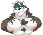  anthro body_hair canine chest_hair colored_sketch daikitei headband horkeukamui looking_at_viewer male mammal muscular muscular_male pecs smile solo 