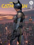  1girl animal_ear_helmet animal_helmet batman_(series) cat_helmet cat_mask catsuit catwoman catwoman_(absolute_dc) catwoman_(comic) dc_comics highres ivan_talavera leather_suit mask multicolored_suit reflective_mask solo two-tone_suit 