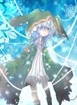  animal_hood bad_id bad_pixiv_id blue_background blue_eyes blue_hair bow coat date_a_live dress hood looking_at_viewer solo turkey_(weave7769) yoshino_(date_a_live) 