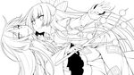  bow branch colorized eichi_yuu fujiwara_no_mokou greyscale hair_bow houraisan_kaguya jeweled_branch_of_hourai lineart long_hair monochrome multiple_girls outstretched_hand smirk touhou transparent_background 