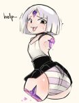  ... 1other ambiguous_gender amputee androgynous armpits arrivedcold backless_shirt black_choker black_eyes blunt_ends bob_cut choker clothes_lift commentary crystal_shards english_commentary face_jewel fang flat_chest forehead full_body furrowed_brow gem grey_hair help_(phrase) highres hololive hololive_english looking_at_viewer looking_back medium_hair multicolored_panties open_mouth other_focus panties parted_bangs pebble_(koseki_bijou) personification purple_gem purple_panties quadruple_amputee shards shirt simple_background skirt skirt_lift sleeveless sleeveless_shirt solo spaghetti_strap striped_clothes striped_panties sweat sweatdrop trembling underwear white_panties 