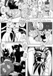  2025 7_panel_comic absurd_res ambiguous_gender anthro biped black_body black_fur black_text bow_ribbon claws comic dialogue eeveelution ellipsis english_text exclamation_point eyebrows eyelashes eyes_closed female feral fur garchomp generation_2_pokemon generation_4_pokemon generation_6_pokemon glare group hair heavenlyproductions hi_res holding_another male monochrome motion_lines mouth_closed nintendo open_mouth paws pokemon pokemon_(species) pumpkaboo quadruped question_mark scizor sharp_teeth shinx signature sound_effects speech_bubble standing sylveon tail talking_to_another teddiursa teeth text tongue white_sclera 