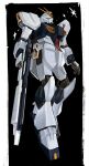  artist_name beam_rifle black_background border char's_counterattack commentary_request energy_gun full_body green_eyes gun gundam highres mecha mecha_focus mobile_suit napp no_humans nu_gundam robot science_fiction solo v-fin weapon white_border 