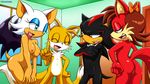  anthro areola bat bbmbbf big_breasts blue_eyes breasts butt canine erect_nipples eyes_closed female fiona_fox fox hedgehog male mammal miles_prower nipples nude one_eye_closed palcomix red_eyes rouge_the_bat sega shadow_the_hedgehog smile sonic_(series) wings wink 