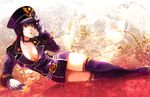  alternate_costume black_hair breasts brown_eyes cleavage gloves hat highres large_breasts lips makoto1009 shin_sangoku_musou shin_sangoku_musou_6 skirt solo thighhighs wang_yi 