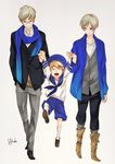  axis_powers_hetalia blonde_hair blue_eyes closed_eyes family finland_(hetalia) glasses himuka_roko holding_hands male_focus multiple_boys open_mouth purple_eyes scarf sealand_(hetalia) smile sweden_(hetalia) 