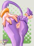  aipom anthro big_butt bodily_fluids butt ealkoo ear_piercing ear_ring female fur generation_2_pokemon genital_fluids genitals hairy_vulva haplorhine jewelry looking_at_viewer looking_back mammal monkey nintendo nude nude_female piercing pokemon pokemon_(species) presenting presenting_hindquarters presenting_vulva primate pubes purple_body purple_fur raised_tail rear_view ring_piercing simple_background solo tail tail_hand thick_thighs unusual_anatomy unusual_tail vaginal_fluids vulva wide_hips 