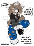  2026 4_fingers 4_toes absurd_res anthro big_feet black_clothing black_pawpads black_shirt black_topwear blue_bottomwear blue_clothing blue_pants bottomwear brown_hair brown_tail canid canine canis chest_tuft claws clothed clothed_anthro clothed_female clothing cookie_monster dialogue english_text eyebrows eyelashes feet female female_anthro finger_claws fingers fry_(jayrnski) fur hair hi_res hybrid inner_ear_fluff jayrnski long_hair looking_at_viewer mammal markings mole_(marking) open_mouth pants pawpads pbs sesame_street shirt simple_background solo speech_bubble tail talking_to_viewer text text_on_clothing text_on_shirt text_on_topwear toe_claws toes topwear tuft white_background white_body white_fur white_inner_ear_fluff wolfdog 