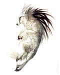  blue_eyes canine feathers feral fur mammal plain_background solo tatchit white_fur wolf 