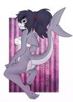  anthro black_hair bottomless breasts butt clothed clothing digi-panda female fish hair marine shark skimpy solo tight_clothing xaenyth xaenyth_(character) 