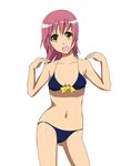  bad_id bad_pixiv_id bikini original pink_hair short_hair simple_background solo sonouchi swimsuit white_background yellow_eyes 