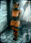  2026 3d_(artwork) absurd_res anthro barcode bdsm biped blindfold bodysuit bondage bound bulge camera_view clothing collar corset digital_media_(artwork) domestic_cat evilbanana felid feline felis fully_bound gag gagged gimp_mask helpless hi_res inside latex latex_clothing latex_skinsuit lingerie male mammal mask muzzle_(object) muzzled posture_collar prison prison_bars prison_cell prison_uniform prisoner restrained restraints sensory_deprivation skinsuit solo standing tight_clothing topwear 