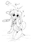  2026 anthro bikini bikini_bottom bikini_top blush bruised canid canine canis clothed clothed_female clothing dialogue digital_drawing_(artwork) digital_media_(artwork) domestic_dog ellipsis feet female front_view hair hand_on_cheek hi_res hindpaw kneeling korean_text mammal monochrome mostly_clothed oblivious paws simple_background solo speech_bubble swimwear text translucent translucent_clothing translucent_topwear two-piece_swimsuit vitame83 wet wet_body wet_clothing white_background 