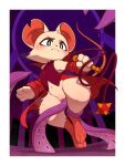 1girl 3: absurdres animal_ears animal_nose blush border coat flail furry furry_female highres holding holding_flail holding_weapon kekitopu mina_the_hollower mina_the_hollower_(game) mouse_ears mouse_girl mouse_tail navel notched_ear off_shoulder pussy red_coat red_vest solo_focus stomach tail tentacle_sex tentacles vaginal vest weapon white_border white_fur 