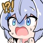  !? 1boy basher blue_bow blue_eyes blue_hair boros_(ouro_kronii) bow chibi chibi_only commentary english_commentary hair_between_eyes hair_bow hololive hololive_english looking_up lowres male_focus open_mouth personification portrait scared short_hair simple_background solo sticker_(medium) sweat transparent_background trap turn_pale virtual_youtuber wide-eyed 