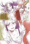  blush green_hair houjou_hibiki kurokawa_eren long_hair minamino_kanade multiple_girls open_mouth precure purple_hair seiren_(suite_precure) smile suite_precure tima 