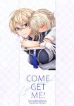  2girls blonde_hair blue_neckerchief blue_shirt braid breasts character_name commentary_request crown_braid english_commentary gloves gradient_neckerchief hug hug_from_behind kantai_collection long_hair medium_breasts military_uniform multiple_girls neckerchief ranger_(kancolle) shirt tatsumi_(sekizu) tuscaloosa_(kancolle) white_gloves white_shirt 