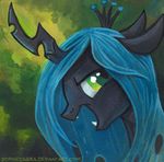  ambiguous_gender changeling crown fangs female friendship_is_magic green_eyes green_hair hair holes horn long_hair my_little_pony portrait queen queen_chrysalis_(mlp) royalty smile solo sophiecabra tess_garman 