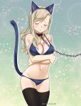  1girl animal_ears bdsm bikini blonde_hair breasts cat_ears cat_tail chains cleavage collar eden&#039;s_zero eden's_zero gaston18 large_breasts leash long_hair navel rebecca_(eden&#039;s_zero) rebecca_(eden's_zero) slave swimsuit tail thighhighs 