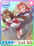  2girls absurdres agnes_digital_(umamusume) animal_ears blue_eyes bow brown_hair derivative_work drooling ear_ornament gym_shirt hair_between_eyes hair_bow highres horse_ears horse_girl horse_tail in_shopping_cart jacket long_hair mouth_drool multicolored_hair multiple_girls open_mouth pink_hair purple_eyes pushing_cart red_jacket red_shorts scalizo sharp_teeth shinko_windy_(umamusume) shirt shopping_cart short_hair shorts smile tail teeth tracen_training_uniform track_jacket umamusume white_hair white_shirt 