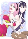  2girls black_hair breasts fairy_tail hairband meredy_(fairy_tail) multiple_girls open_mouth pink_hair scar sideboob ultear_milkovich 