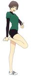  bob_cut brown_eyes brown_hair full_body gake_no_ue_no_ponyo jas lisa_(ponyo) looking_at_viewer md5_mismatch no_socks open_mouth shoes short_hair simple_background smile sneakers solo standing standing_on_one_leg studio_ghibli v white_background 