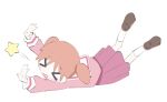  >_< 1girl azumanga_daioh azumanga_daioh's_school_uniform blush closed_eyes falling full_body loafers mihama_chiyo orange_hair sabudominanto school_uniform shoes socks solo star_(symbol) twintails white_background white_socks 