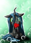  &lt;3 changeling female feral friendship_is_magic green_eyes green_hair hair horn mouth_hold my_little_pony navel neko-me nymph queen_chrysalis_(mlp) solo young 