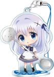  1girl :o angora_rabbit apron black_dress black_shoes blue_bow blue_bowtie blue_eyes blue_ribbon bow bow_apron bowtie charm_(object) chibi dress full_body gochuumon_wa_usagi_desu_ka? hair_ornament hair_ribbon holding holding_spoon kafuu_chino long_hair looking_at_viewer lowres official_art open_mouth oversized_object rabbit ribbon shoes short_sleeves simple_background solo spoon standing tippy_(gochiusa) two_side_up waist_apron white_apron white_background white_hair x_hair_ornament 
