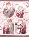  >_< 1girl :3 anger_vein angry argyle_clothes argyle_sweater artist_request bespectacled black_jacket blocking blush breasts brown_coat chibi coat commentary_request emiya_shirou fate/stay_night fate_(series) glasses highres jacket jealous long_hair looking_at_viewer oc_x_canon open_clothes open_coat open_mouth orange_hair original pastels print_ribbon raglan_sleeves red_eyes ribbon second-party_source shirt shouting small_breasts smile suzumiya_toru_(gaoyue_jixiang) sweater white_hair yumejoshi 
