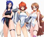  armpits ass_visible_through_thighs bare_arms bare_shoulders black_choker black_one-piece_swimsuit blue_eyes blue_hair blush boots bow breasts brown_gloves brown_hair choker closed_mouth clothing_cutout commentary_request commission competition_swimsuit contrapposto covered_navel crossed_arms dated feet_out_of_frame fingerless_gloves fingernails gloves gradient_hair grey_jacket groin hair_bow hair_bun hairband hand_on_own_ass hand_on_own_chest hand_on_own_hip highleg highleg_one-piece_swimsuit highres ibis_douglas jacket knee_boots large_breasts light_blush long_hair looking_at_viewer md5_mismatch medium_breasts multicolored_hair multicolored_swimsuit nape_braid off_shoulder one-piece_swimsuit open_clothes open_jacket orange_bow orange_hair parted_lips pink_eyes pink_hair pixiv_commission purple_eyes racerback red-tinted_eyewear red_hairband red_one-piece_swimsuit resolution_mismatch revision semi-rimless_eyewear short_hair signature simple_background single_hair_bun sleigh_presty small_sweatdrop source_larger standing super_robot_wars super_robot_wars_original_generation swimsuit teeth thigh_gap thigh_strap thighs tinted_eyewear tsugumi_takakura two-tone_one-piece_swimsuit very_long_hair white_background white_boots white_one-piece_swimsuit yoo_tenchi 