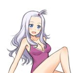  1girl blue_eyes blush breasts cleavage fairy_tail long_hair mirajane mirajane_strauss mizunashi_sora open_mouth smile swimsuit white_hair 