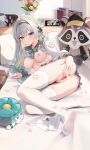  1girl absurdres bad_id bad_pixiv_id blush breasts cake_cat_(honkai:_star_rail) censored feet firefly_(fluffy_firefly)_(honkai:_star_rail) firefly_(honkai:_star_rail) firefly_(spring_missive)_(honkai:_star_rail) grey_hair highres honkai:_star_rail honkai_(series) jing_(947728534) medium_breasts mosaic_censoring nipples panties pussy school_uniform shirt skirt solo spread_pussy trailblazer_(baseball_raccoon)_(honkai:_star_rail) trailblazer_(honkai:_star_rail) underwear white_shirt 