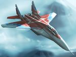  aircraft airplane commentary fighter_jet flying from_above jet male_focus mig-29 military military_vehicle original pilot signature solo zephyr164 